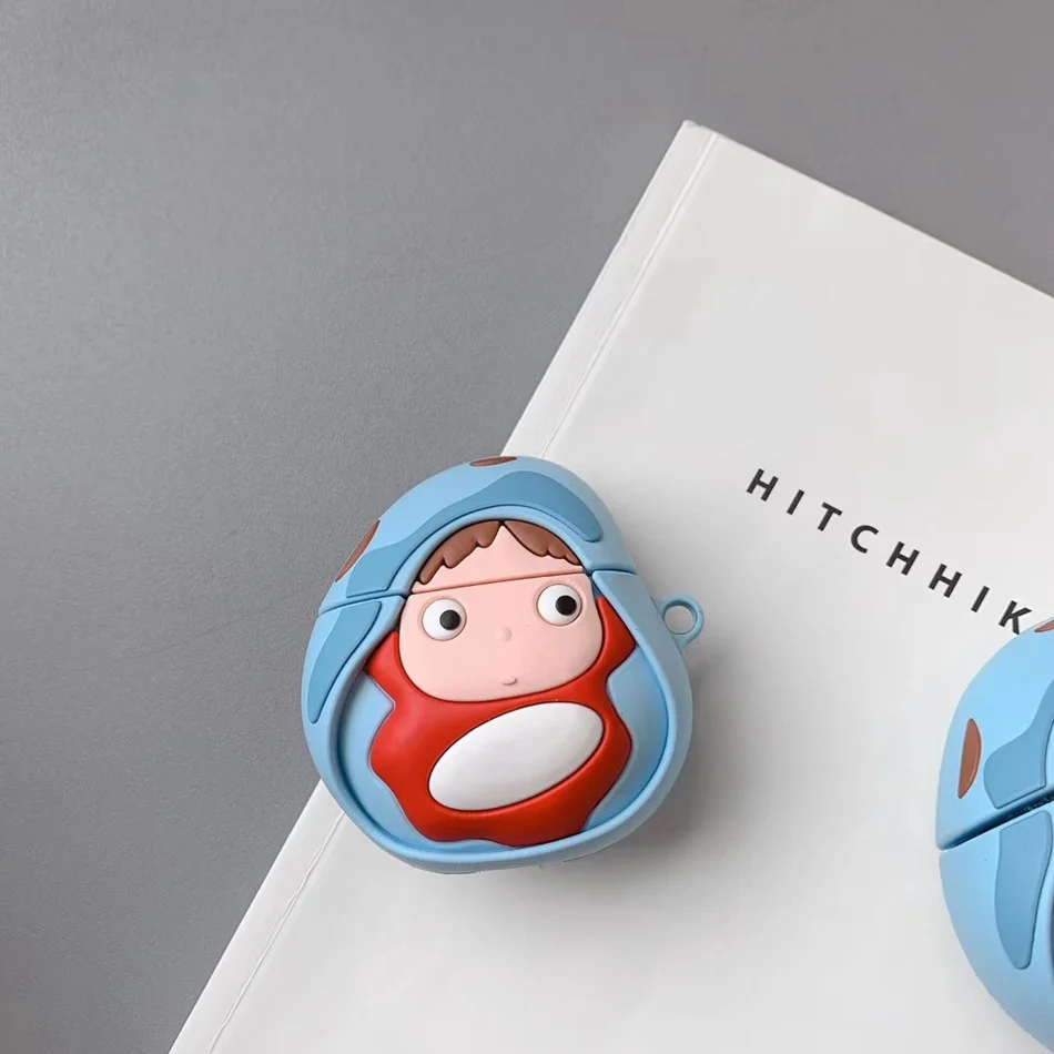 

For AirPods Case Japanese Cartoon Stereo Wave Girl Earphone Case For Apple Airpods 2 Funny Protect Cover with Carabine Hook