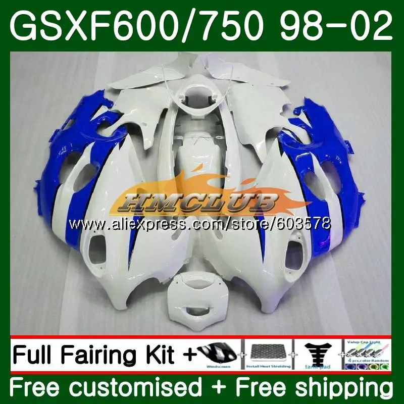 Корпус для Suzuki Katana GSXF 600 750 GSXF600 98 99 00 01 02 2CL. 96 GSX600F GSXF750 1998 1999 2000 2001 2002 белый голубой обтекатель
