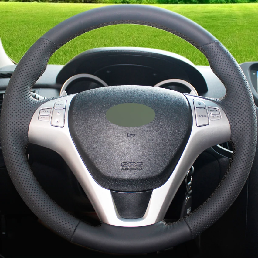 Рука сшитый черный натуральная кожа чехол рулевого колеса автомобиля для Hyundai