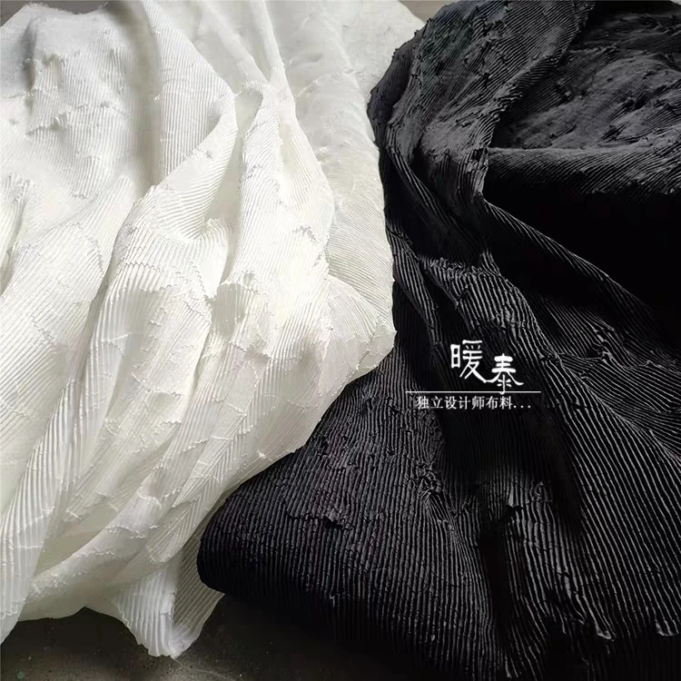 

Miyake style Pleated Fabric Irregular fold clothes pants skirts fashion shows creative designer fabric