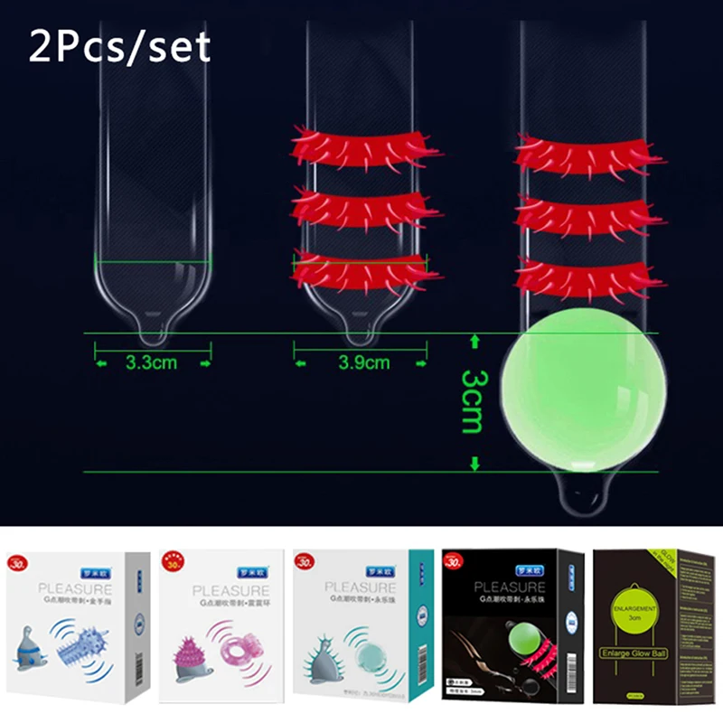 2pcs Latex G Point Condoms Cock Sensitive Orgasm Dotted Ribbed Stimulate Vaginal Adult Sensitive Orgasm Latex Condoms