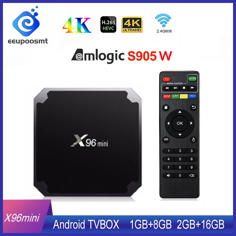 ТВ приставка X96 mini на Android 7 1 2 + 16 ГБ Amlogic S905W 4 ядра ГГц Wi Fi 9 0 8 Гб|ТВ-приставки и