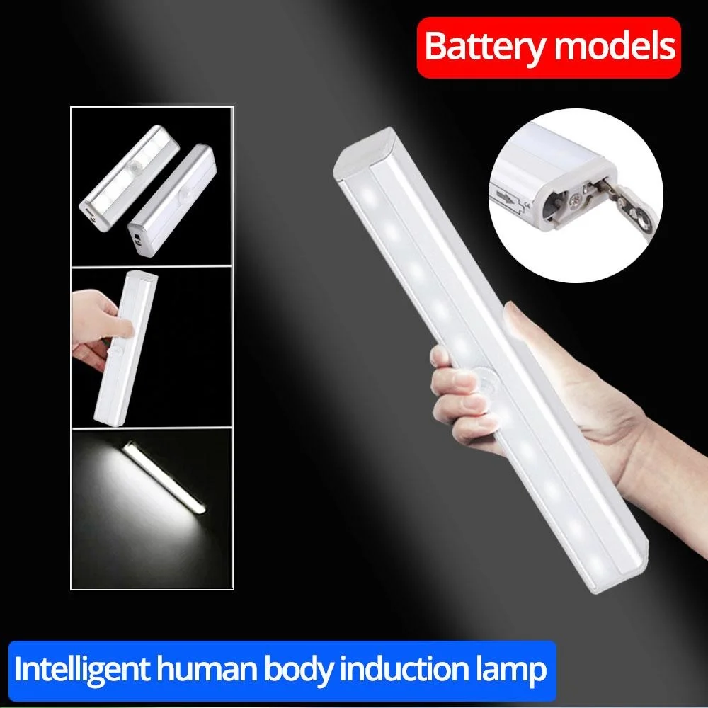 6/10LED PIR Motion Sensor Lamp Cupboard Wardrobe Bed Lamp Under Cabinet Night Light Smart Light Perception For Closet Stairs Led