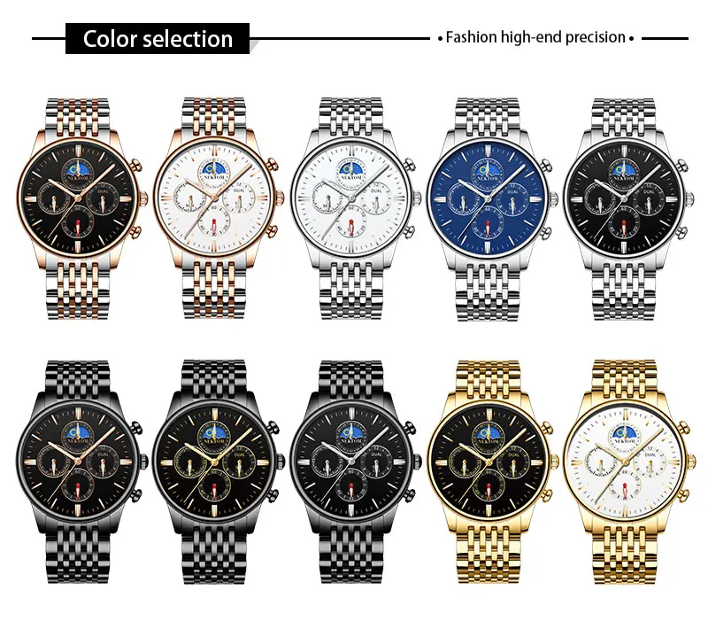 NEKTOM2020 Luxury Business Casual Men's Watch Fashion Trend Party Dress Up Waterproof Steel Belt Quartz Chronograph NEKTOM2020 Luxury Business Casual Men's Watch Fashion Trend Party Dress Up Waterproof Steel Belt Quartz Chronograph