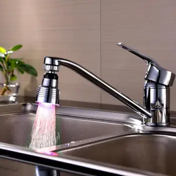 

RGB Glowing Water Faucet Creative LED Light Temperature Sensor Tap Heads Batrthoom Kitchen Replacement Accessories