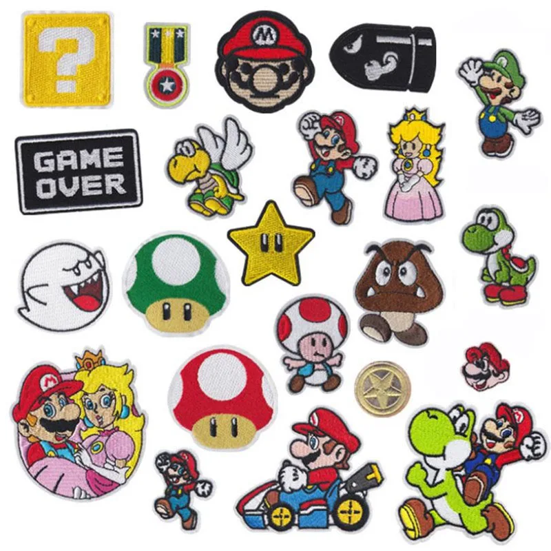 Parches bordados de animales de dibujos animados para ropa, pegatinas personalizadas de Yoshi para planchar en la ropa