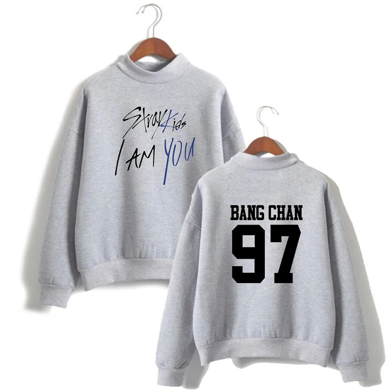 gray3 KPOP/комплект для детей с высоким воротником, бархатный свитер с длинными рукавами Молодежный Повседневный свободный весенне-осенний дропшиппинг - Цвет: gray3