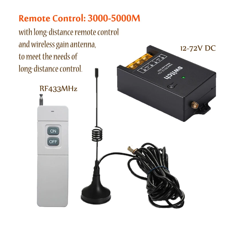 Remote Control Switch RF433 30A 12-72V DC High Power Wide Voltage Longer-distance | Обустройство дома
