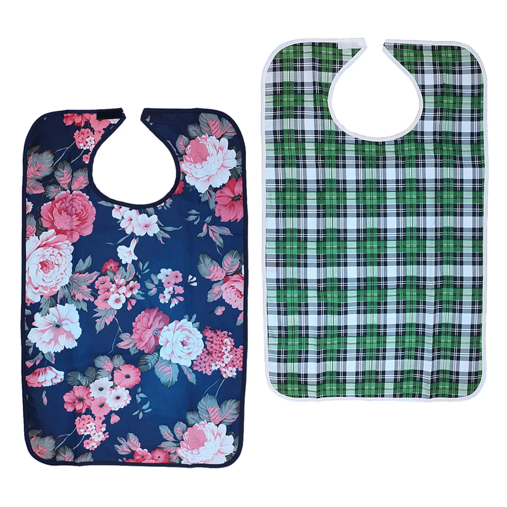 2pcs Adult Bibs for Women Men Disability Elderly, Absorbent Waterproof Clothing Protector Aid Home Hospital Use