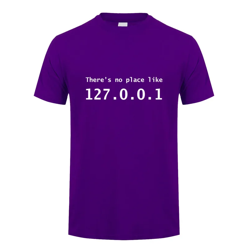 Purple Забавный IP адрес футболка для мужчин лето короткий рукав хлопок там нет места как 127.0.0.1 компьютер гик комедии футболки топы OT-852 - Цвет: Purple