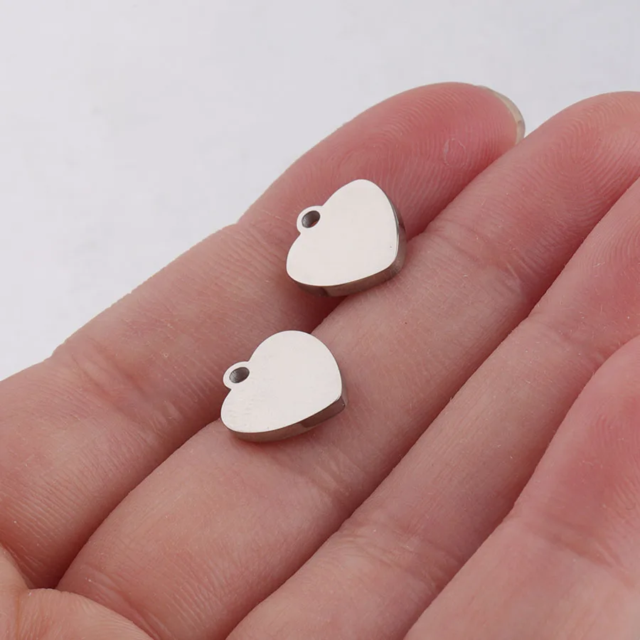Fnixtar нержавеющая сталь Сердце зеркальные шармы польский DIY Изготовление ювелирных изделий ручной работы 10*10,75 мм 20 шт./лот