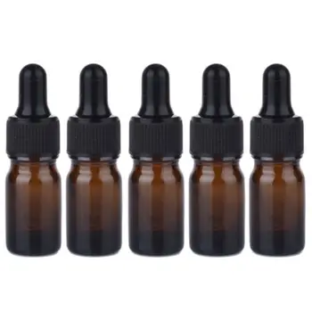 

5Pcs Essential Oil Amber Glass Dropper Bottles Sample Vials Perfume Empty Refillable Jars Fragrance Cosmetic Container