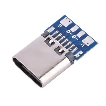 

10/5pcs USB 3.1 Type C Connector 14 Pin Female Socket receptacle Through Holes PCB 180 Vertical Shield USB-C
