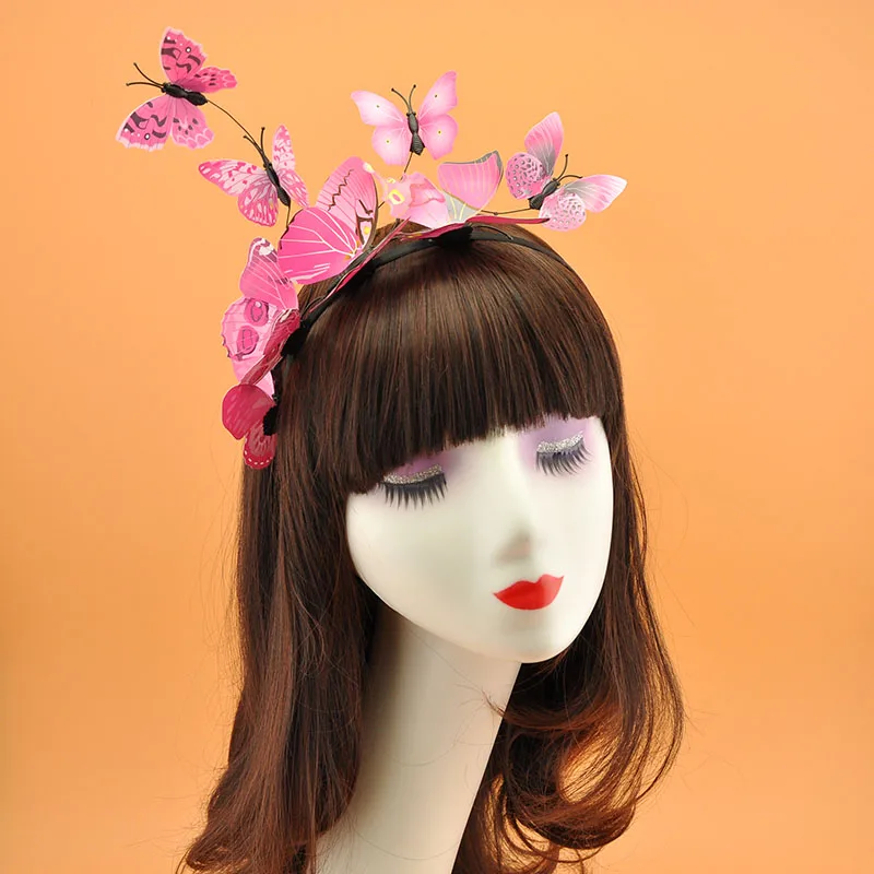 Colorful PVC Butterfly Hairbands For Women Fashion Cosplay Custome Fancy Show Party Girls Forest Butterfly Headband Headpiece - Цвет: 8