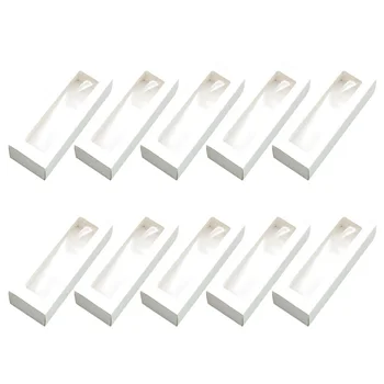 

10pcs Macaron PVC Boxes with Clear Window Paper Packaging Box Cookie Containers for Home Dessert Shop (White Paper, Small)