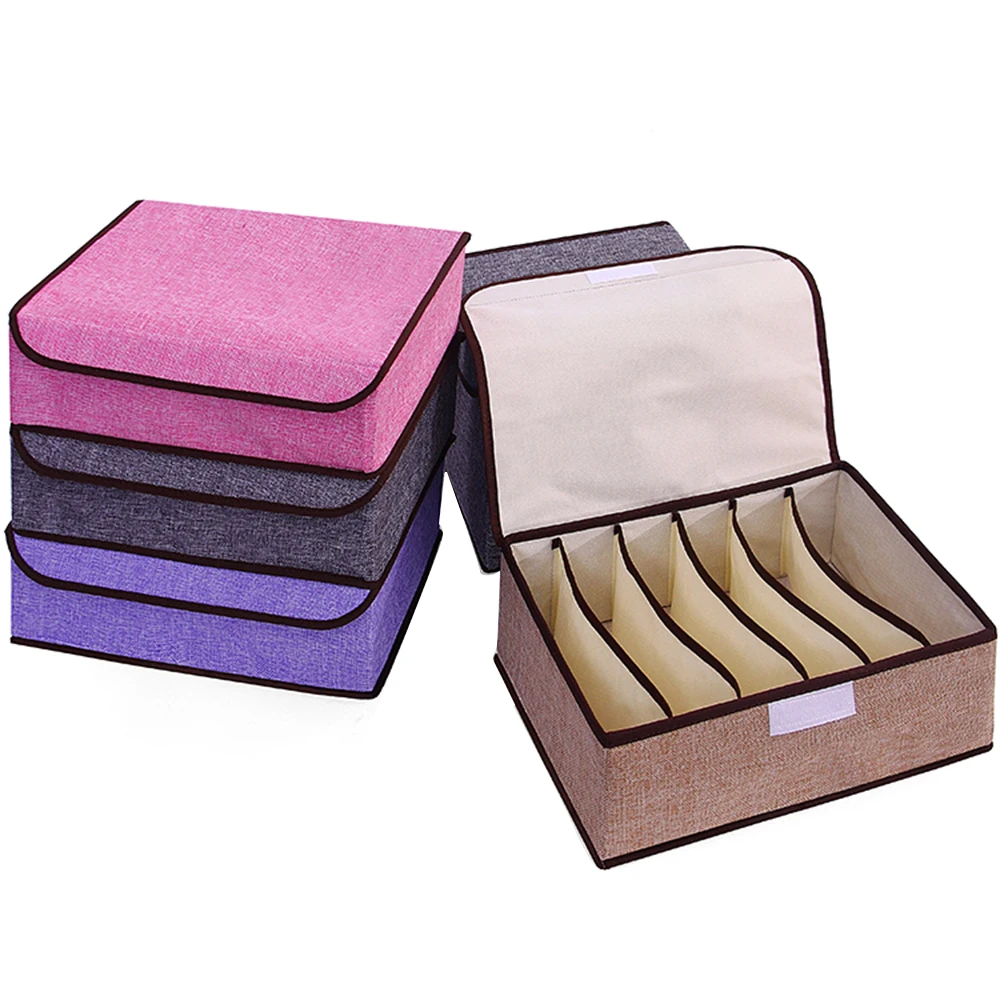

Clothes Organizer Box 6/8/18 Cell Bin Cotton Linen Underwear Box Saving Space Foldable Multipurpose Receiving Box for Home Use