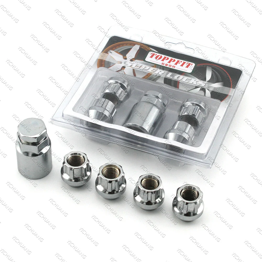 Kit De 4 écrous Antivol Pour Roue M12 X 1.5 + 1 Adaptateur - Compatible Ford, Nissan, Mazda, Etc.