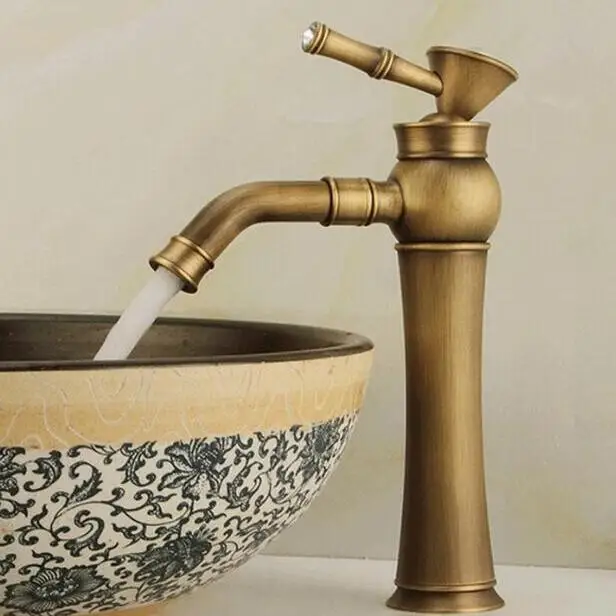 Antique Bronze-1 Vidric Высокий кран для раковины для ванной комнаты, смеситель для раковины золотого цвета, смеситель для ванной комнаты, черная отделка с бриллиантом ELS1511 - Цвет: Antique Bronze-1