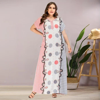 

Plus Size Tribal Polka Dot Boho Dress 2020 Women Summer Tunic Short Sleeve Loose Oversize Kaftan Cotton Long Maxi Dresses 3XL