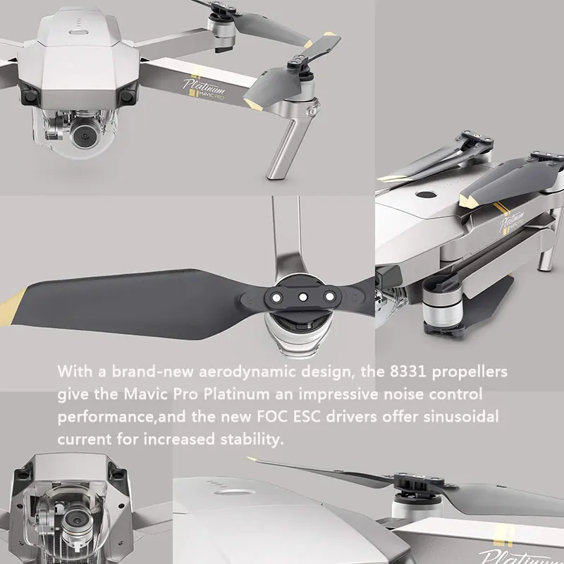DJI Mavic Pro Platinum combo с повышенной выносливостью и более тихим полетом, Mavic Pro Platinum-лучший портативный Дрон DJI