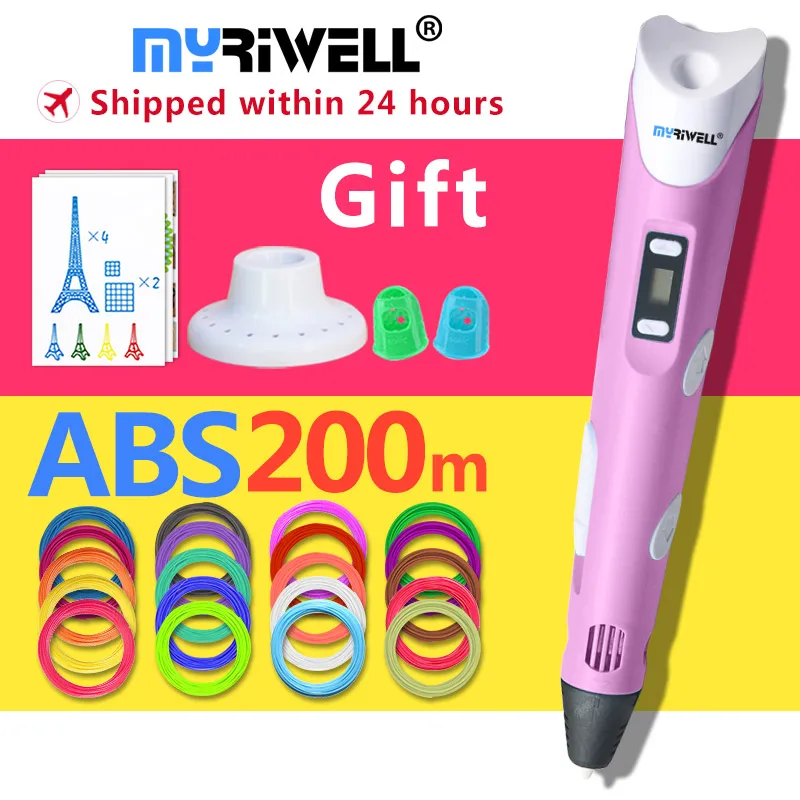 

myriwell 3d pen + 20 Colour * 10m ABS filament(200m),3 d pen 3d model Smart perfect 3d printing pen Best Gift for Kids pen-3d