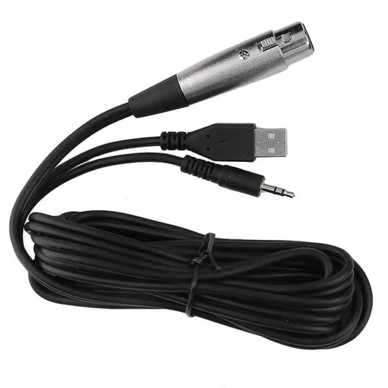 Cable de Audio para micrófono, USB con Cable doble de 3,5mm para Cable