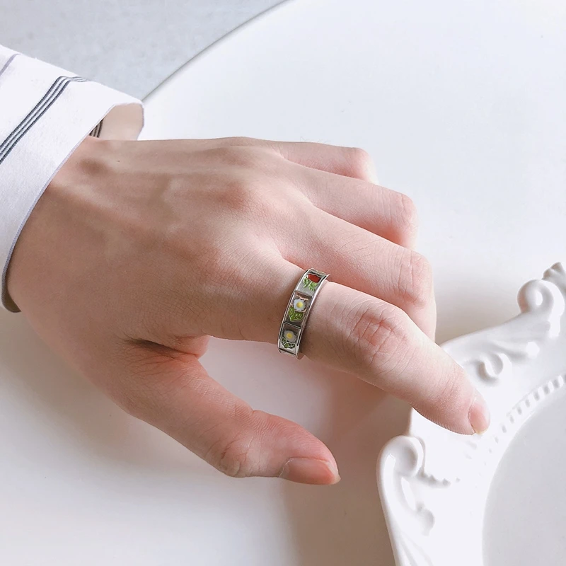 LouLeur, S925 Стерлинговое Серебро, ромашка, кольца,, корейский стиль, романтический цветок, открытые кольца для женщин, серебро, 925, ювелирное изделие
