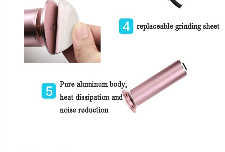 Ferramenta de Cuidados com os Pés Eletrônico Pele Morta Calo Remover Arquivo pé Elétrico Profissional Pedicure Máquina 60pcs Substituição Lixa 6 Ferramenta de cuidados com os pés eletrônico