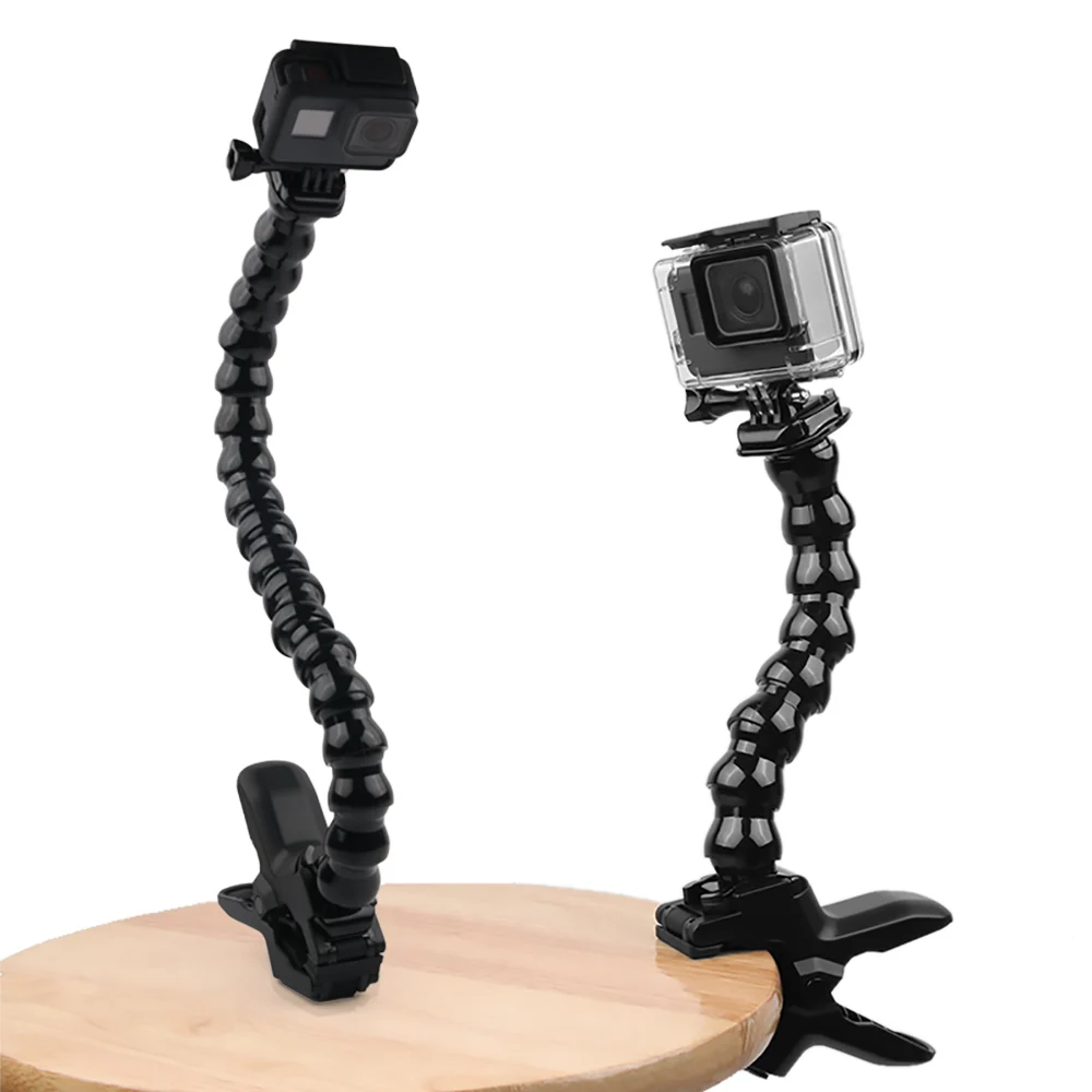 Гибкий зажим с гибкой регулируемой гусиной шеей для GoPro Hero 9 8 7 6 5 Sjcam Yi 4K Аксессуары