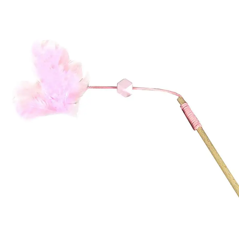 

1/3pcs Soft Cat Teaser Wand Creative Wooden Bead Faux Feather Cat Wand Cat Toys Interactive    Cat Supplies