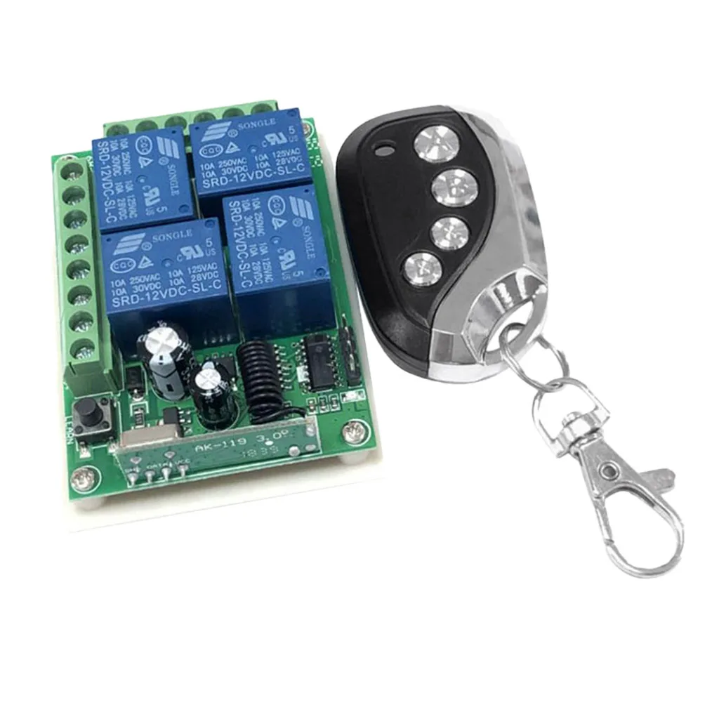 4CH Mini Relay Wireless RF Remote Control Switch -Power LED Lamp Controller(black), Micro Receiver Transmitter 433Mhz