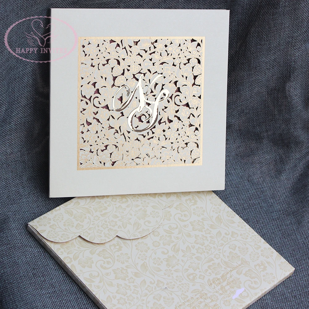 HI3025 - 03 Custom Luxury Wedding Invitation Cards in Laser Cut Design Made in China