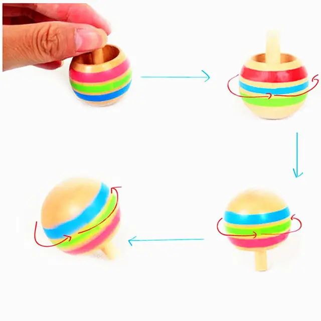 3pcs Wood Flip Over Top Tippie Top Spinning Top Magic Toy Kids Toys Boys Favor Gift 4