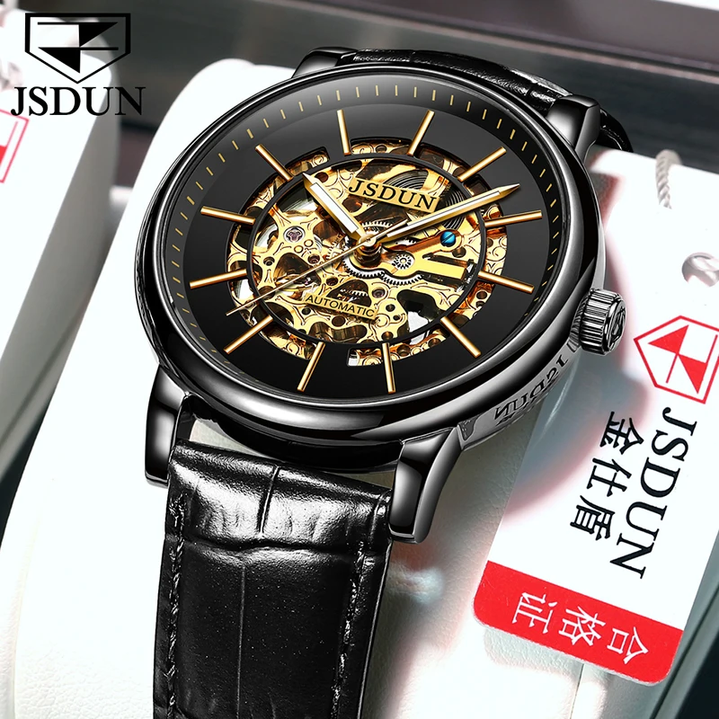 Полые Водонепроницаемые Мужские автоматические механические часы JSDUN люксовый