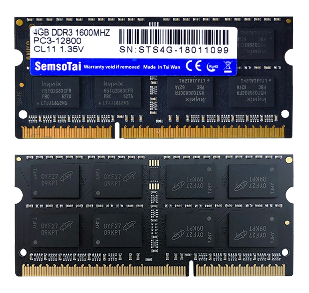 SemsoTai ram ddr3 4gb 1600MHz Память PC3-12800 CL = 11 1,35 v 204Pin 0~ 85 градусов пожизненная гарантия для ноутбука память оперативная память ddr 3 4g