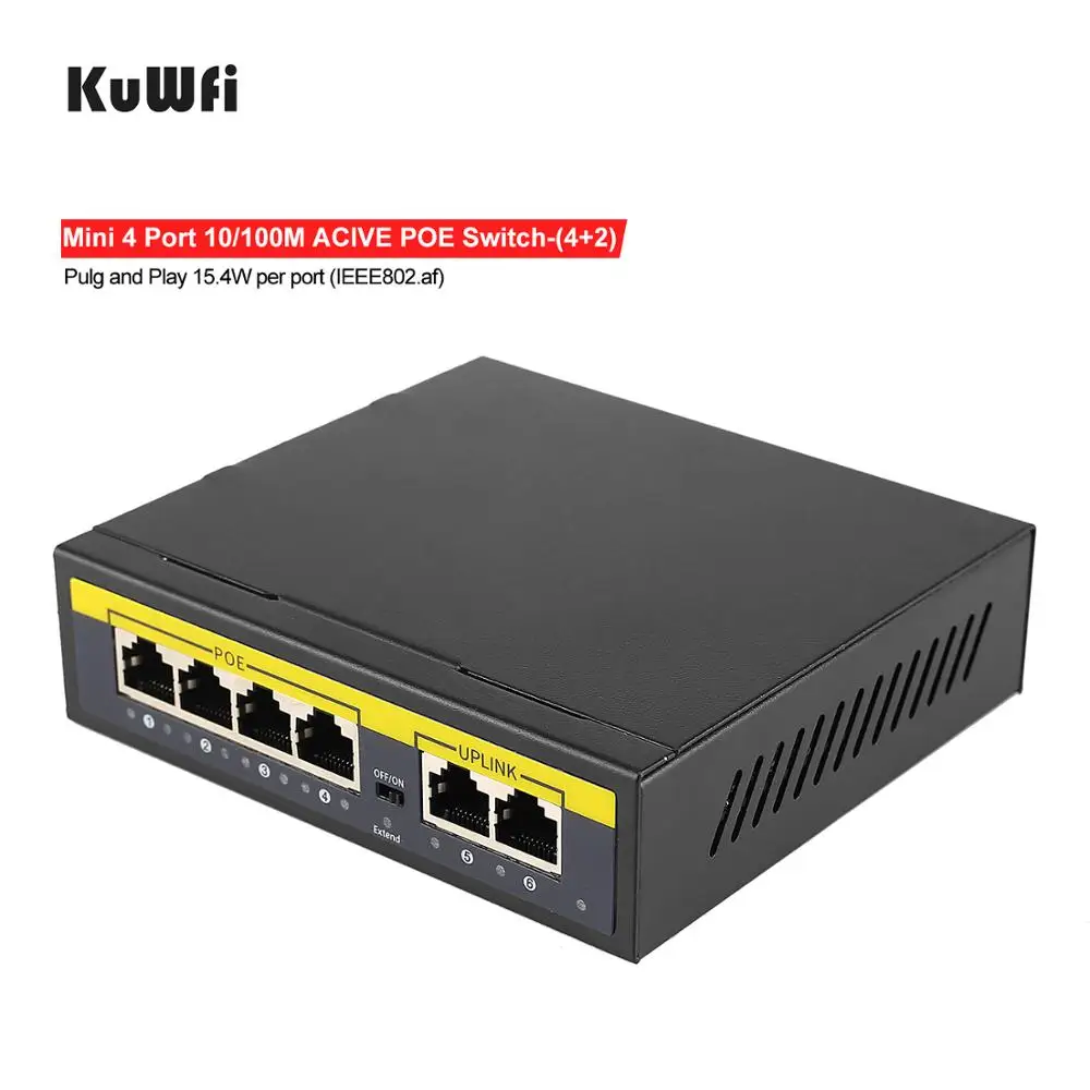 Interruptor de Rede Injector para Câmera - sem Fio Mbps Ethernet 4 Portas Interruptor ip ap - Cctv 48 v Poe 100 - Imagem 4
