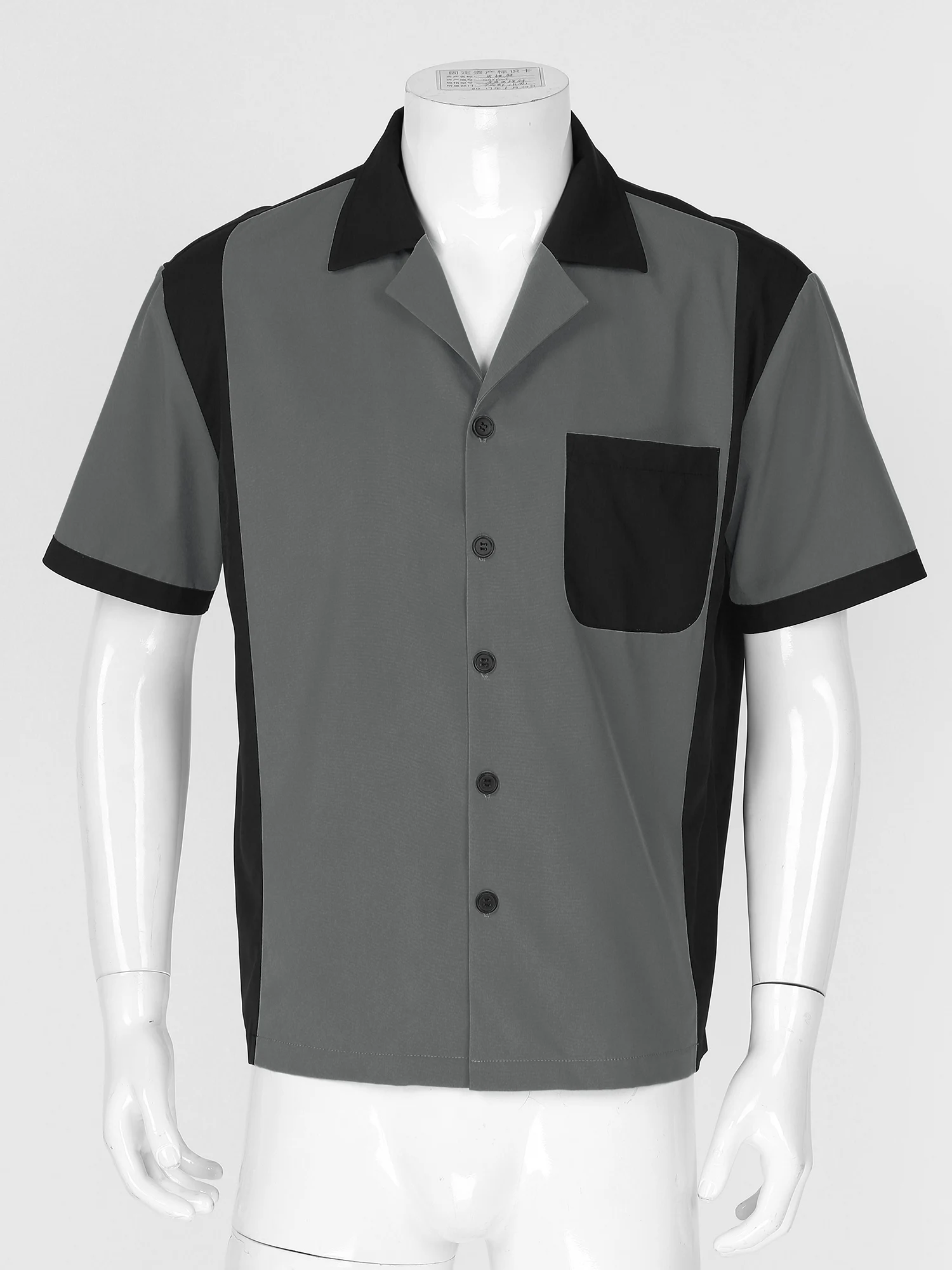 Bowling Camp Shirts Men's 50s Male Clothing Rockabilly Style Cotton Short Sleeve Fifties Bowling Casual Button-Down Shirts 2
