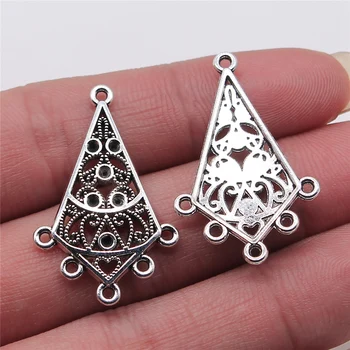 

WYSIWYG 4pcs 21x33mm Porous Earring Connector Charms For Jewelry Making Antique Silver Color Jewelry Findings Accessories