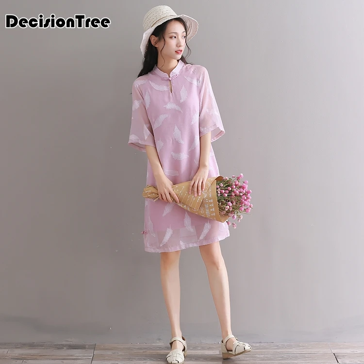 Традиционное китайское платье cheongsam vestido женский шифоновый Чонсам qipao цветочный воротник Мандарин qipao цветочный принт