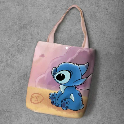 Сумка для подгузников disney, большая вместительность, мультяшная стежка, холщовая сумка-шоппер, сумка для покупок, сумка на плечо