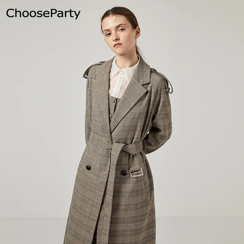Chooseparty оригинальное дизайнерское женское платье, осенний стиль, модный Тренч с узором в европейском и американском стиле, Женское пальто средней длины