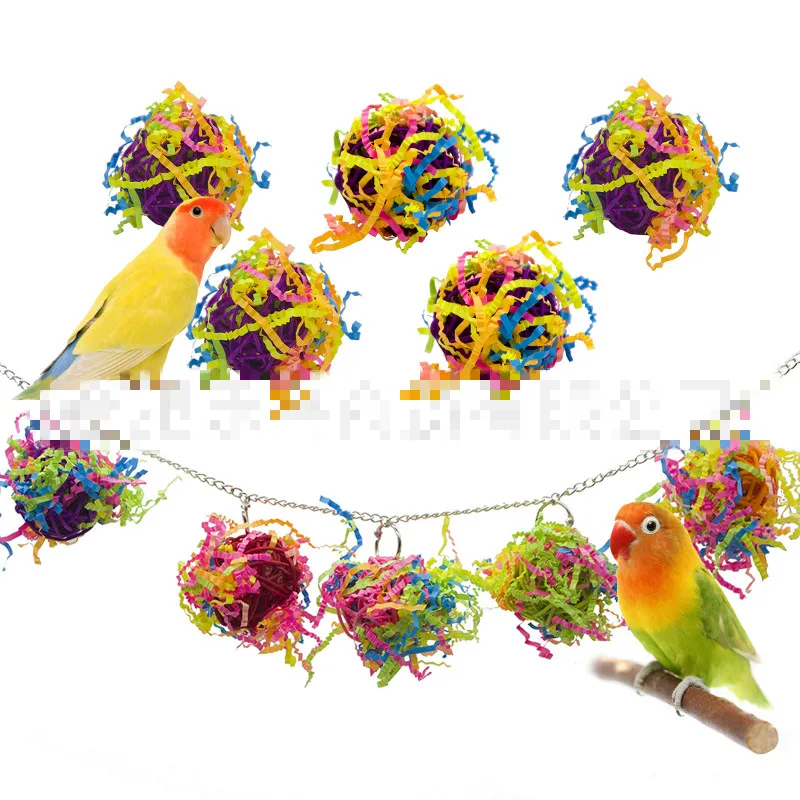 

Parrot Toy Bird Supplies 10 Pieces of Rattan Ball Paper Silk Chew Toy Set To Relieve Boredom and Relieve Biting Wool