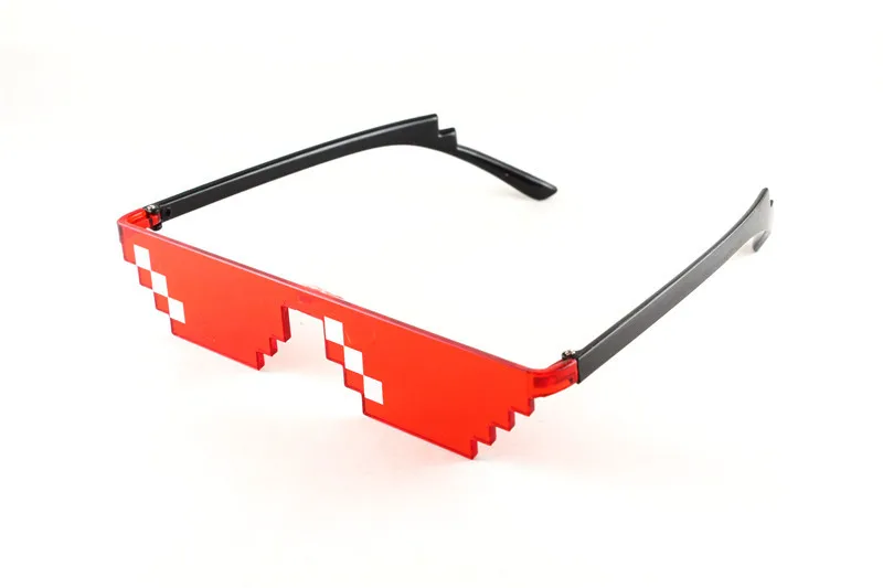 Модные крутые пиксельные солнцезащитные очки с сеткой, детские игрушки для костюмированной игры, квадратные очки, рождественские подарки для детей - Цвет: clear red