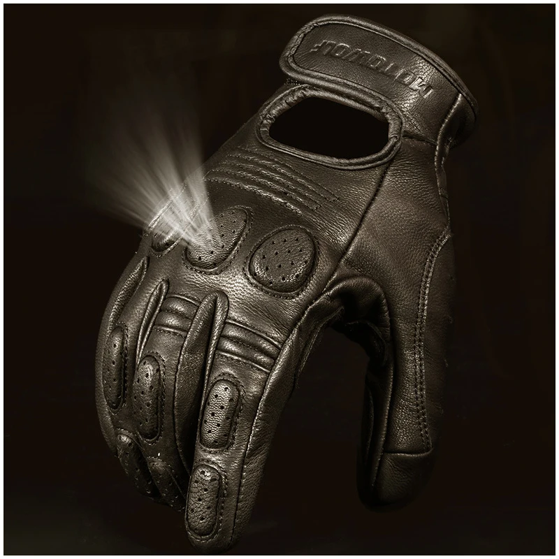 Men Women Motorcycle Gloves Riding Accessories Leather Retro Full Finger  Gloves Outdoor Guantes Moto Verano Guantes Moto Luva