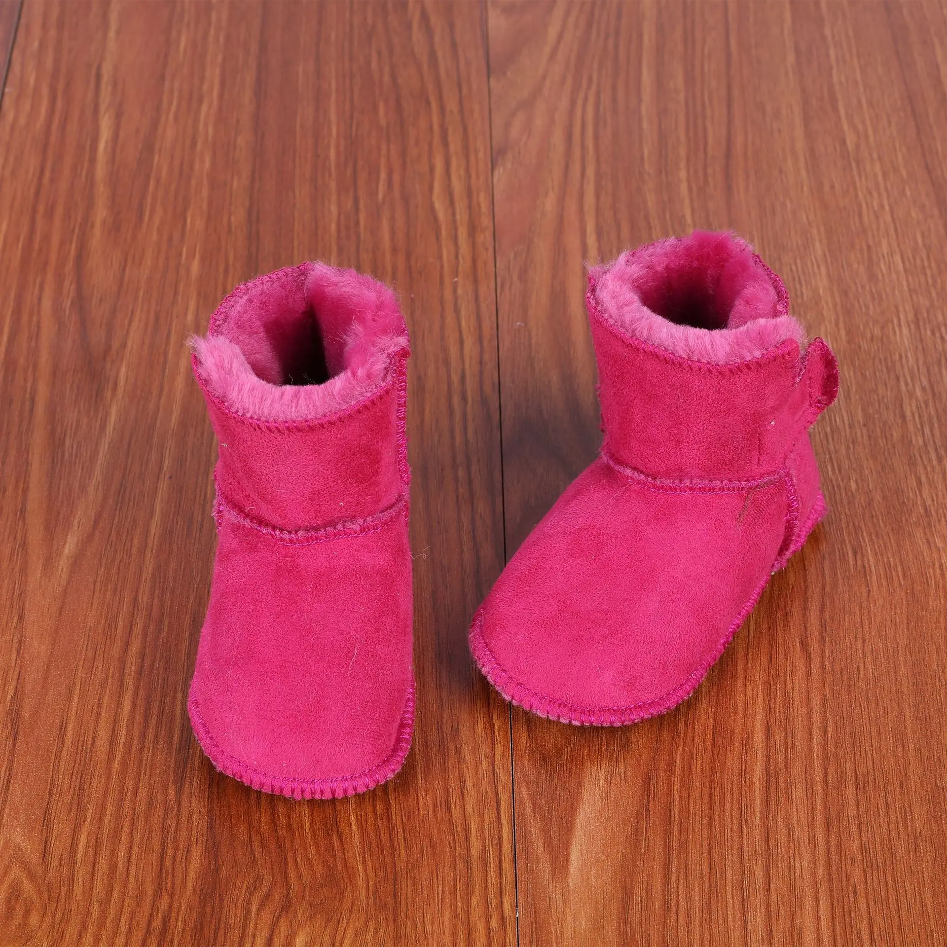 Новинка; зимняя детская обувь для первых шагов; Теплая обувь для младенцев; ботинки из искусственного меха для маленьких девочек; кожаные ботинки для маленьких мальчиков - Цвет: rose
