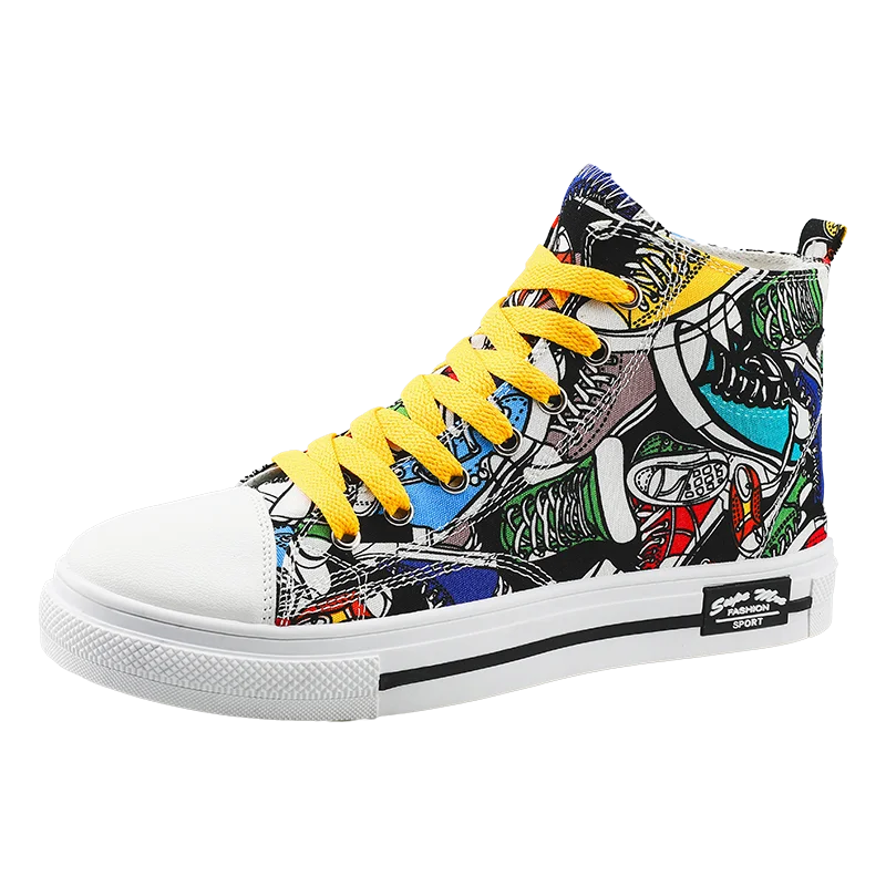 

New Face Totem Sneakers Women Fashion High Top Skateboarding Shoes Unisex Men Lovers Graffiti 1970 Casual Off White Board Shoes