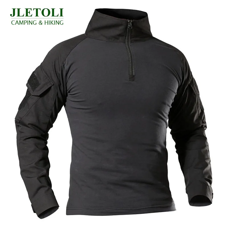JLETOLI армейская походная рубашка для кемпинга, Мужская армейская тактическая рубашка, военная камуфляжная футболка с длинным рукавом размера плюс