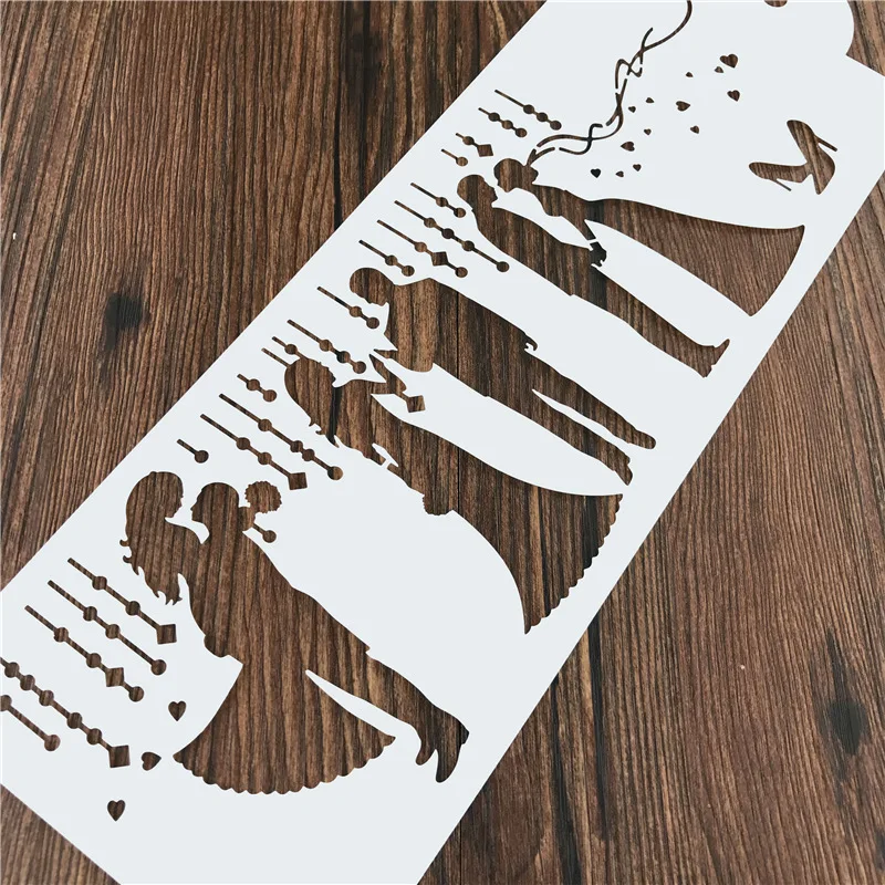 4Pcs Coffee Spray Stencil Mold Set Wedding Cake Stencil Fondant Cake Mould Decorating Bakery Tools DIY Printing Spray Template3