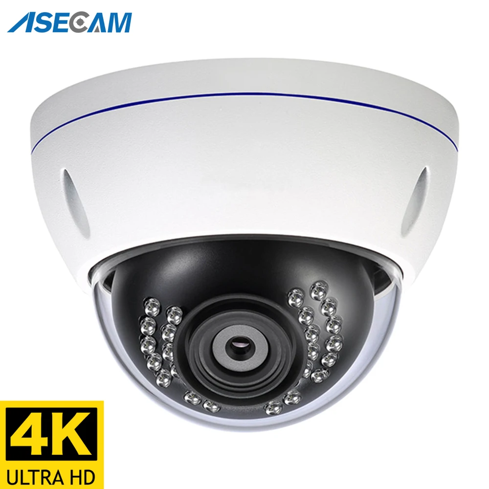 Hikvision Compatible 8MP 4K IP Camera POE Outdoor H.265 Onvif Metal Indoor Dome CCTV Night Vision 4MP Surveillance Camera