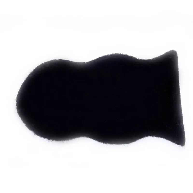 black Искусственный кроличий мех, спальня, коврик для ног, пушистые коврики для гостиной, моющиеся кресла, сиденья - Цвет: black